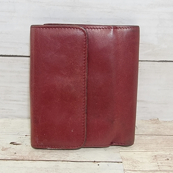 GUCCI vintage G Clip Bifold Wallet Wine Red Leather - Picture 12 of 15
